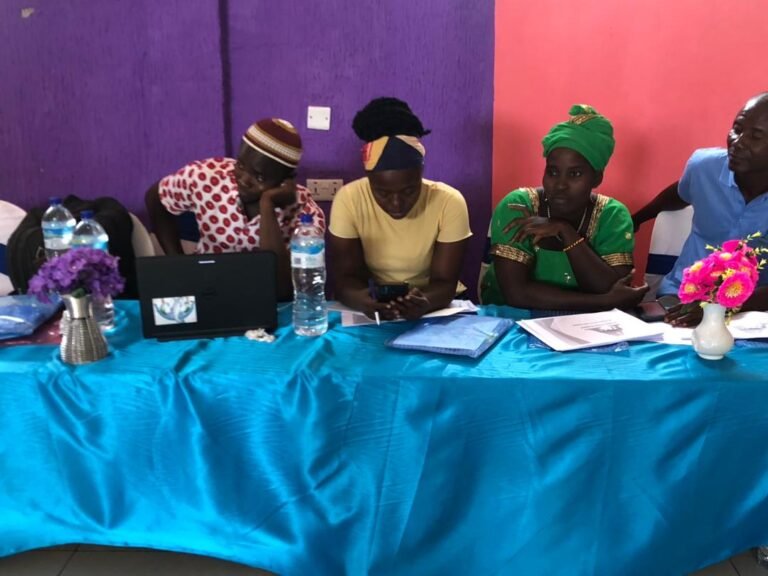 Participants working together during training